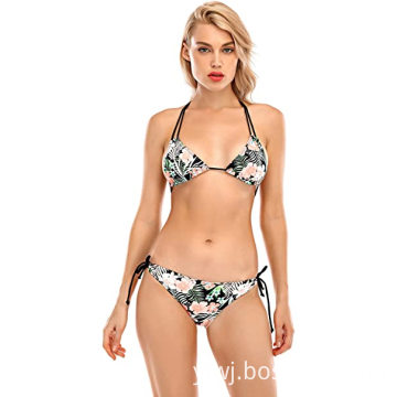 Women's Two Piece Tie Bikini Sexy Print Open